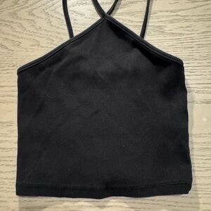 Zara Black Ribbed Halter Camisole